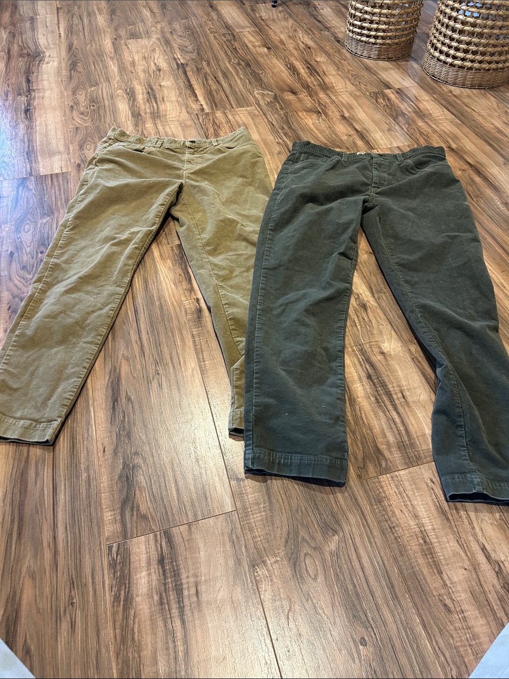 Men's Corduroy Pants - tan and Dark Green